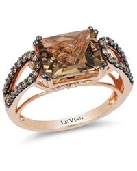 Le Vian - Le Vian Chocolate Quartz 14k Rose Gold 3.34 Ct. Tw. Diamond & Smoky Quartz Ring - Lyst