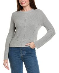 Hannah Rose - Picot Stitch Shaker Crewneck Cashmere-Blend Sweater - Lyst