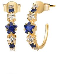 Gabi Rielle - Rise Above The Crowd Collection 14k Over Silver Cz Star Huggie Earrings - Lyst