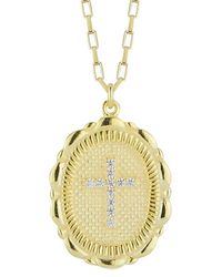 Glaze Jewelry - 14k Over Silver Cz Cross Necklace - Lyst