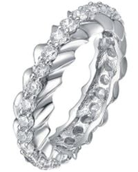 Rachel Glauber - Rhodium Plated Cz Eternity Ring - Lyst