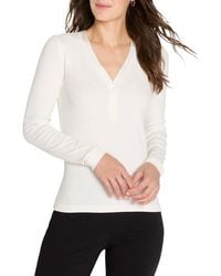 NIC+ZOE - Trimmed Perfect Knit Rib V-Neck Top - Lyst