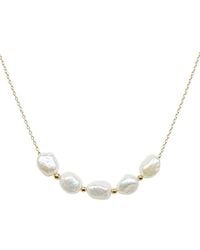 Pearls - 14K 9-10Mm Pearl Tincup Necklace - Lyst