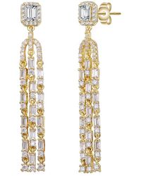 Genevive Jewelry - 14k Over Silver Cz Statement Earrings - Lyst