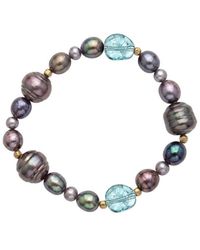 Liv Oliver - 18K Plated 3.05 Ct. Tw. Aquamarine Quartz & 46307Mm Pearl Bracelet - Lyst
