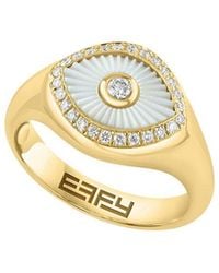 Effy Fine Jewelry - 14K 0.14 Ct. Tw. Diamond & 9.5X6.8Mm Pearl Ring - Lyst