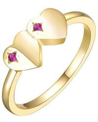 Rachel Glauber - 14K Plated Cz Heart Ring - Lyst