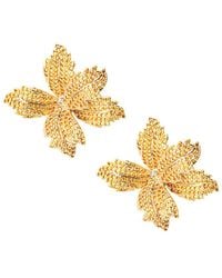 Eye Candy LA - 14k Plated Cz Leaf Floral Earrings - Lyst