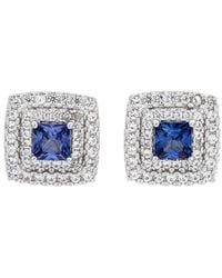 Suzy Levian - Silver 0.02 Ct. Tw. Diamond & Gemstone Stud Earrings - Lyst