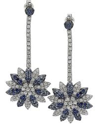 Suzy Levian - 18K & 6.47 Ct. Tw. Diamond & Sapphire Flower Drop Earrings - Lyst