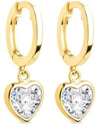 Sterling Forever - 14k Over Silver Cz Lizzy Heart Drop Earrings - Lyst