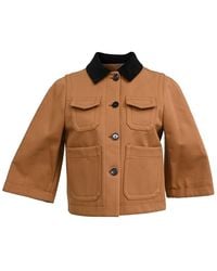 Loewe - Corduroy Collar Quarter Sleeve Short Shirt Jacket (authentic Pre-loved) - Lyst