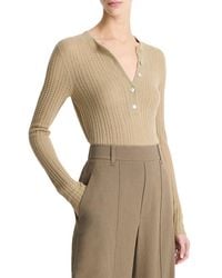 Vince - Waffle Knit Cashmere & Silk-blend Henley - Lyst