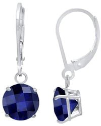 MaxColor - 10k 1.80 Ct. Tw. Lab-grown Blue Sapphire Dangle Earrings - Lyst
