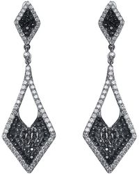 Genevive Jewelry - Two-tone Over Silver Cz Drop Earrings - Lyst