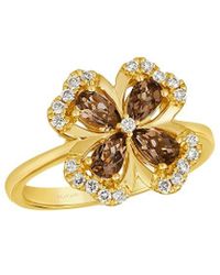 Le Vian - Le Vian Chocolate Clover 14k 0.92 Ct. Tw. Diamond & Quartz Half-eternity Cocktail Ring - Lyst