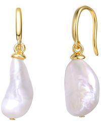 Genevive Jewelry - 14k Over Silver 9.3mm Pearl Dangle Earrings - Lyst