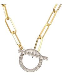 Italian Gold Over Silver - 18K 0.2 Ct. Tw. Diamond Link Necklace - Lyst