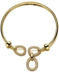 Rachel Glauber - 14k Plated Cz Modern Triple Mesh Collar Necklace - Lyst