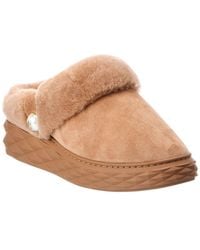 Jimmy Choo - Diamond Maxi/F Suede & Shearling Mule - Lyst