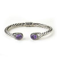 Samuel B. - Silver 3.30 Ct. Tw. Amethyst Twisted Cable Bangle Bracelet - Lyst