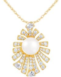 Splendid - 10Mm Pearl Cz Plated Pendant - Lyst
