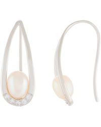 Splendid - Rhodium Over Silver 6-6.5mm Pearl Earrings - Lyst