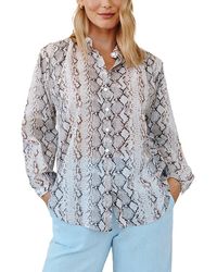 Bella Dahl - Shirred Mandarin Collar Shirt - Lyst