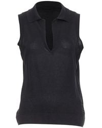 CHANEL - Cc Logo Sleeveless Knit Polo Top, Size Fr (Authentic Pre-Loved) - Lyst