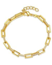 Rachel Glauber - 14k Plated Cz Adjustable Bracelet - Lyst