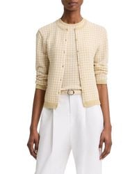 Vince - Gingham 3/4-Sleeve Wool-Blend Cardigan - Lyst