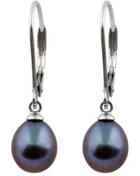 Splendid - Splendid Freshwater Pearls Rhodium Plated 7.5-8mm Freshwater Pearl Drop Earrings - Lyst