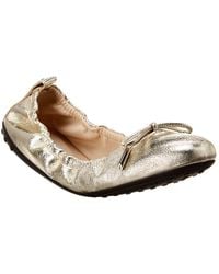 Tod's - Gommino Metallic Leather Ballerina Flat - Lyst