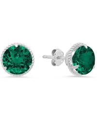 MaxColor - 14k 2.60 Ct. Tw. Lab-grown Emerald Halo Studs - Lyst