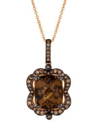 Le Vian - Le Vian 14k Rose Gold 4.00 Ct. Tw. Diamond & Caramel Quartz Pendant Necklace - Lyst