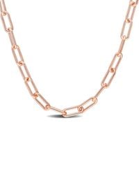 Italian Silver - 18k Rose Gold Over Paperclip Chain Necklace - Lyst