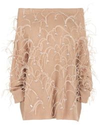 Valentino - Off-The-Shoulder Feather Trim Sweater - Lyst