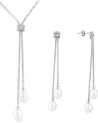 Splendid - Silver 7.5-8mm Freshwater Pearl Necklace & Earrings Set - Lyst