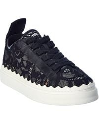 Chloé - Lauren Lace & Leather Sneaker - Lyst