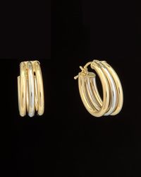 Italian Gold - 14k Italian Two-tone Gold Triple Oval Hoops - Lyst