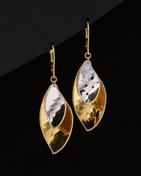 Italian Gold - 14k Italian Two-tone Gold Twisted Earrings - Lyst