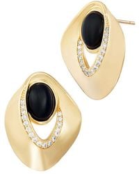 Savvy Cie - 14K Plated Agate Cz Stud Earrings - Lyst