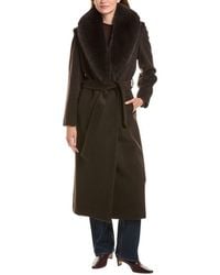 Sofiacashmere - Sofiacashmere Shawl Collar Wool-Blend Long Wrap Coat - Lyst