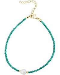 Savvy Cie - 18K Plated 7-8Mm Pearl Station Anklet - Lyst