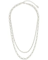 Sterling Forever Textured Layered Chain Necklace - Metallic