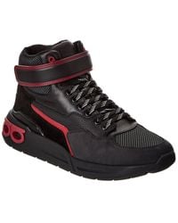 Ferragamo - Cosma Leather & Mesh High-Top Sneaker - Lyst