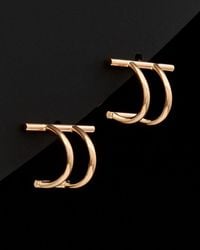 Italian Gold - 14K Italian Rose Double Curved Bar Post Earrings - Lyst