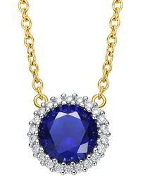 Genevive Jewelry - 14k Over Silver Cz Link Chaim Necklace - Lyst