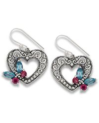 Samuel B. Silver 3.40 Ct. Tw. Gemstone Heart & Butterfly Earrings - White