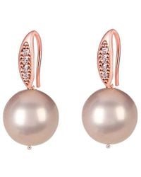 Liv Oliver - 18K Plated 12Mm Pearl Cz Earrings - Lyst